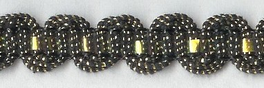 Sierband With gold fabric Black /Gold/Green 10mm